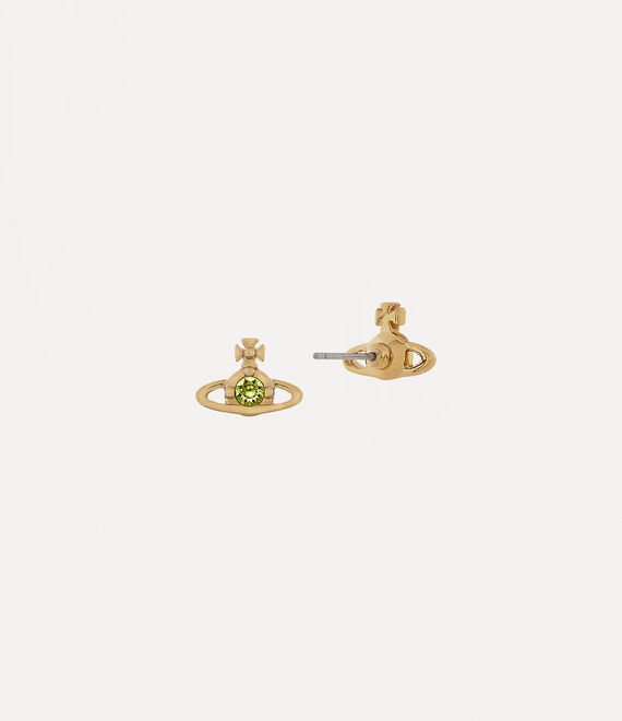 Vivienne Westwood Nano Solitaire Earrings in gold/citrus green crystal